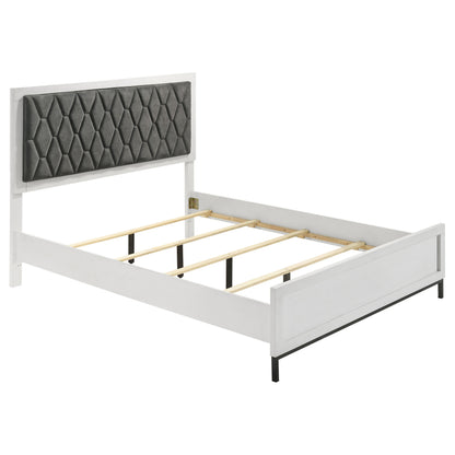 Sonora Queen Upholstered Panel Bed White 