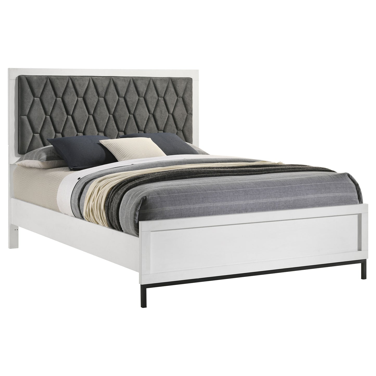 Sonora Queen Upholstered Panel Bed White 
