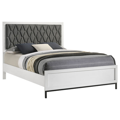 Sonora Queen Upholstered Panel Bed White 