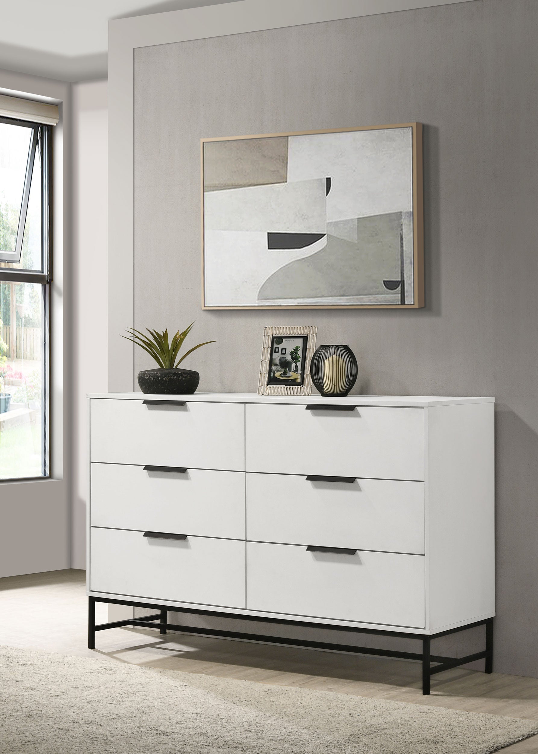 Sonora 6-drawer Bedroom Dresser White 