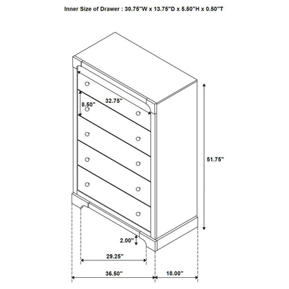 Gran Park 5-drawer Bedroom Chest of Drawers Dark Cocoa