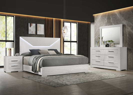 Ives 4-piece Queen Bedroom Set White High Gloss - The Sleep Loft - Online Mattress Showroom NYC