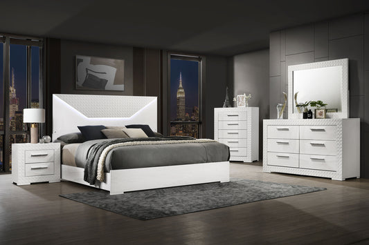 Ives 5-piece Queen Bedroom Set White High Gloss - The Sleep Loft - Online Mattress Showroom NYC