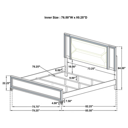 Marmore 64-inch Eastern King Panel Bed LED Headboard White