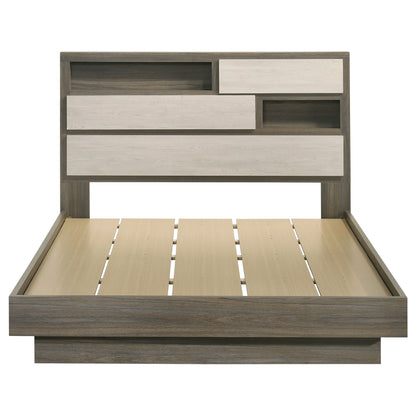 Fenwick Queen Bed Bookcase Headboard Grey Oak