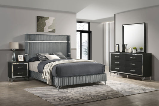 Lucia 4-piece Eastern King Bedroom Set Grey and Black - The Sleep Loft - Online Mattress Showroom NYC