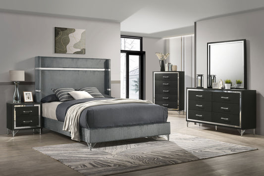Lucia 5-piece Eastern King Bedroom Set Grey and Black - The Sleep Loft - Online Mattress Showroom NYC