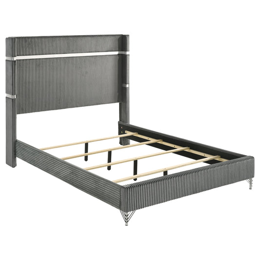 Lucia 61-inch Upholstered Eastern King Wingback Bed Grey - The Sleep Loft - Online Mattress Showroom NYC