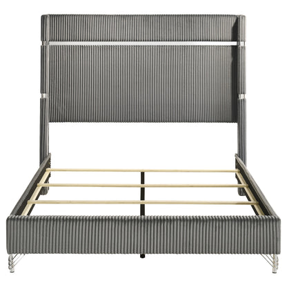Lucia 61-inch Upholstered Queen Wingback Bed Grey
