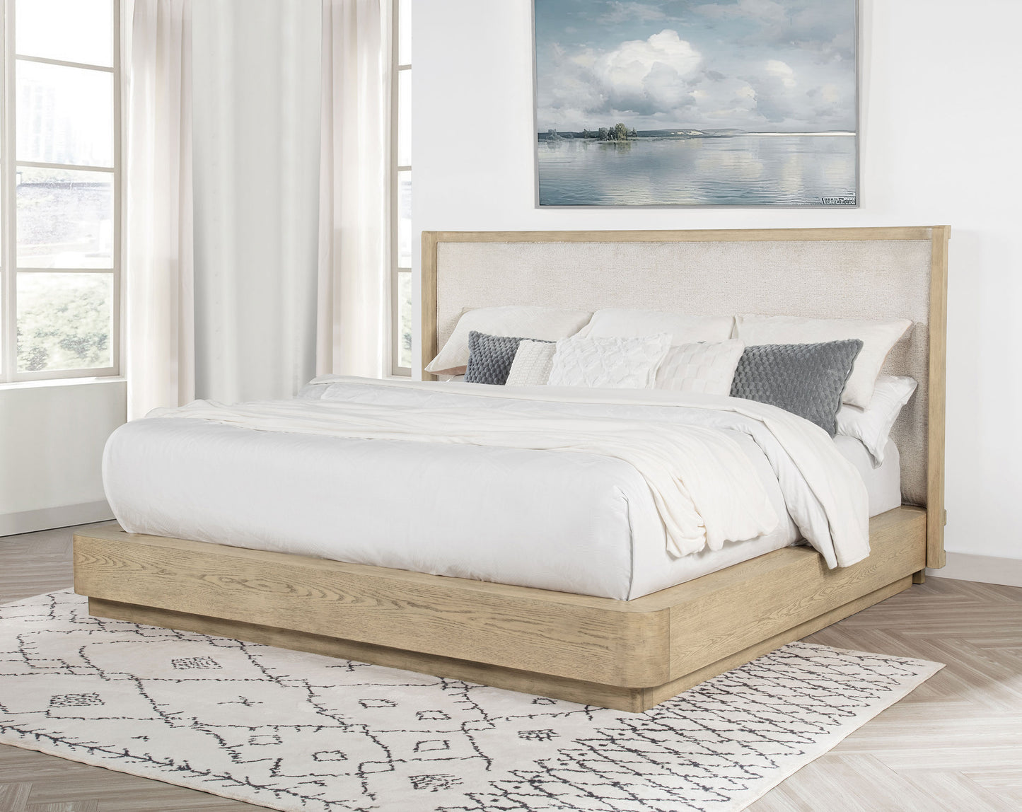 Kailani 52-inch Queen Wingback Bed Beige Oak