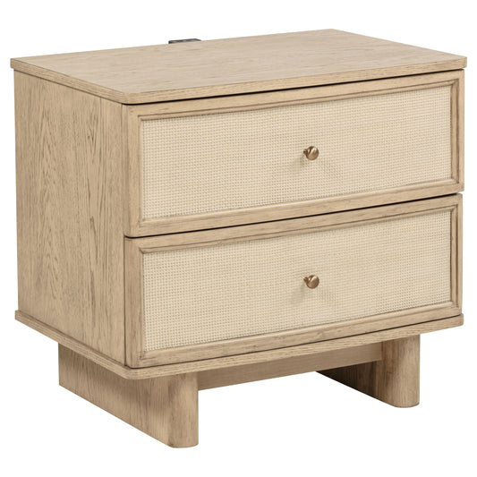 Kailani 2-drawer Nightstand Bedside Table Beige Oak - The Sleep Loft - Online Mattress Showroom NYC