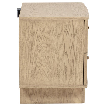 Kailani 2-drawer Nightstand Bedside Table Beige Oak
