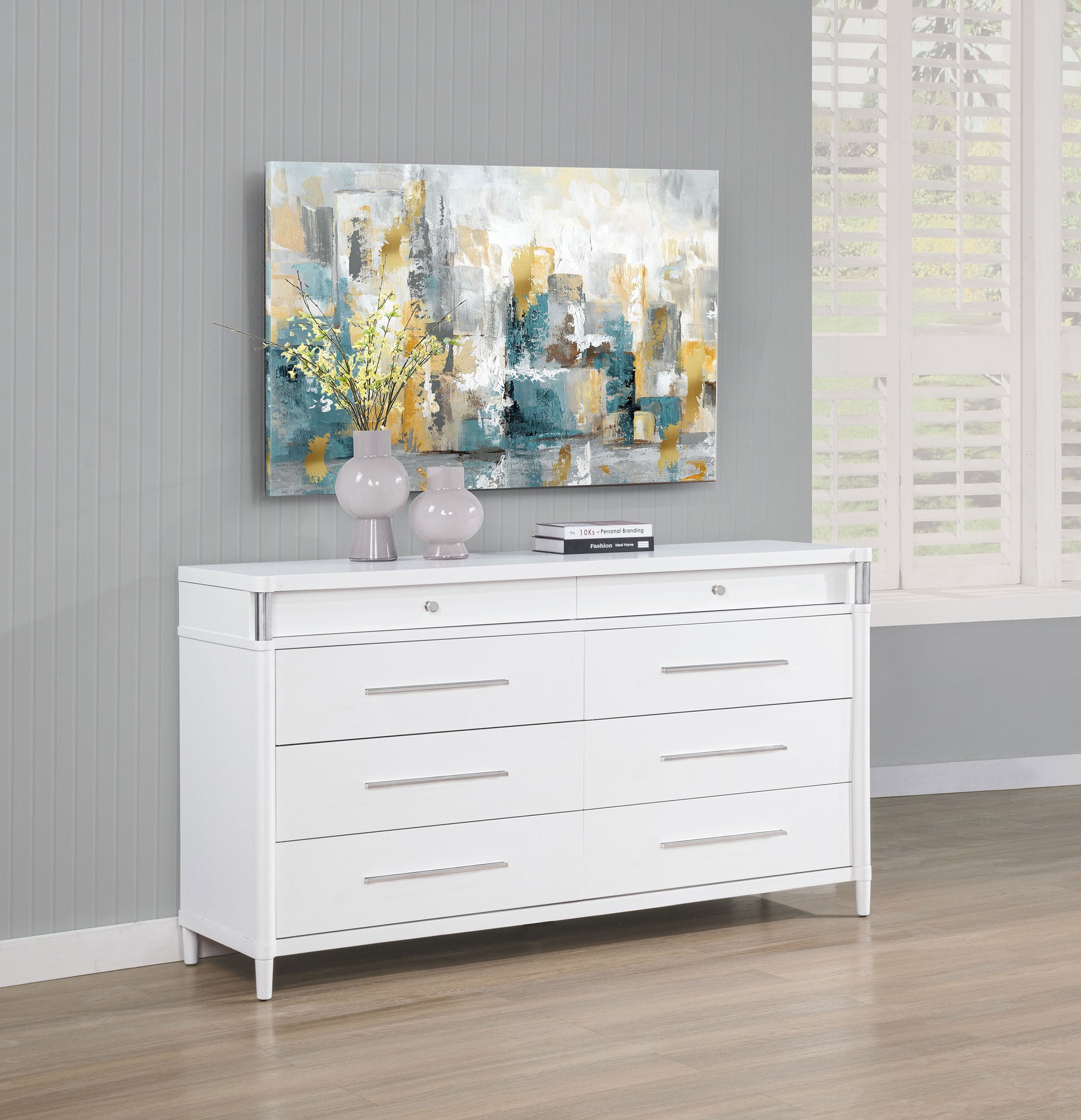 Gracemont 8-drawer Bedroom Dresser Cabinet White