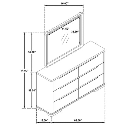 Ladera 6-drawer Bedroom Dresser and Mirror Light Elm