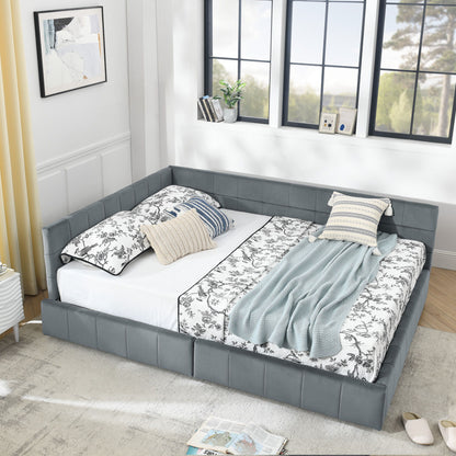 Mid-Century Storage Upholstered Tufted Bed Frame With Backrest And Armrests - The Sleep Loft - Online Mattress Showroom NYC