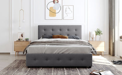 Upholstered Platform Bed With Classic Headboard And Drawers, No Box Spring Needed - The Sleep Loft - Online Mattress Showroom NYC