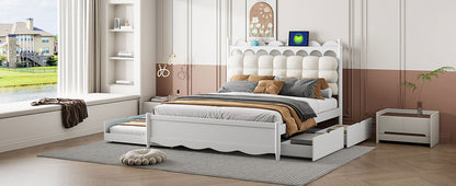 Storage Platform Bed, With 2 Big Drawers, Trundle, One Set Of Sockets & USB Ports - The Sleep Loft - Online Mattress Showroom NYC