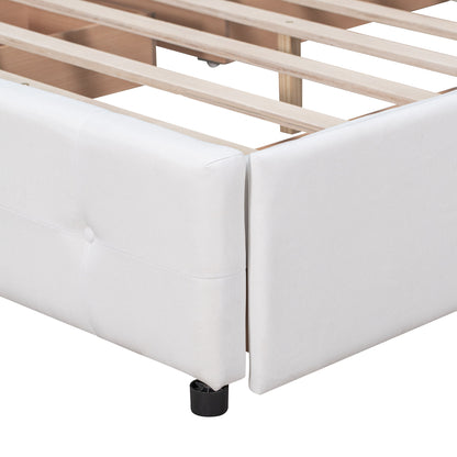 Upholstered Platform Bed With Classic Headboard And Drawers, No Box Spring Needed - The Sleep Loft - Online Mattress Showroom NYC