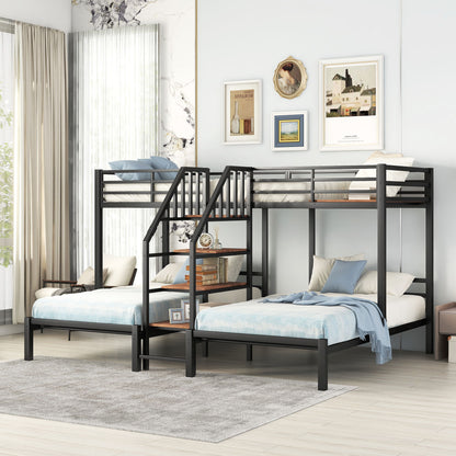 Metal Bunk Bed With Storage Shelves Staircase - The Sleep Loft - Online Mattress Showroom NYC