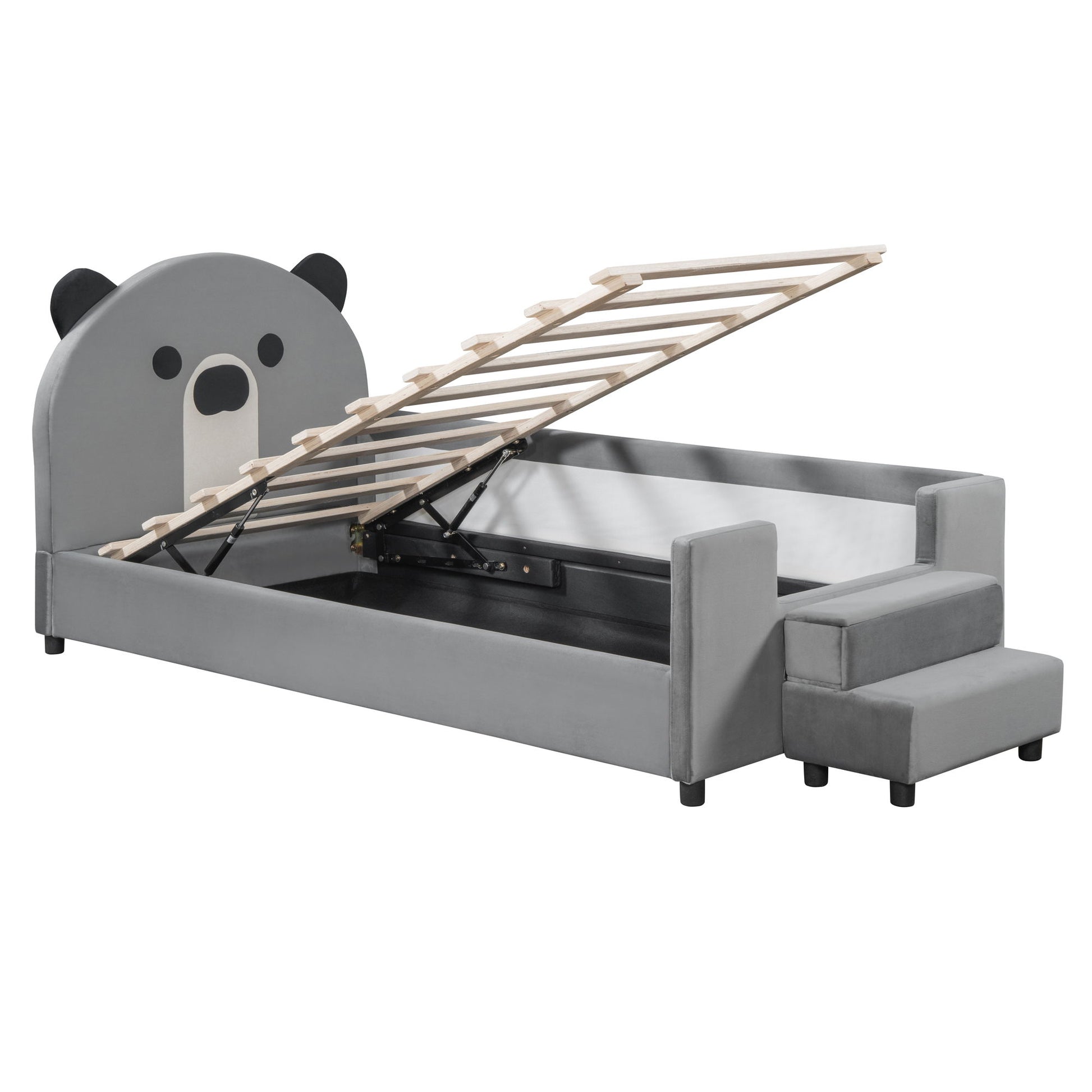 Upholstered Daybed With Bear Shaped Headboard, Hydraulic System And Breathable Fence - The Sleep Loft - Online Mattress Showroom NYC