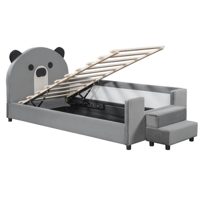 Upholstered Daybed With Bear Shaped Headboard, Hydraulic System And Breathable Fence - The Sleep Loft - Online Mattress Showroom NYC