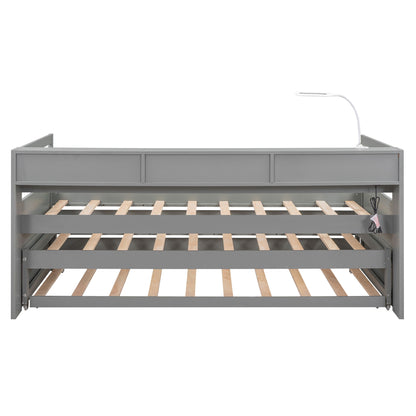 Daybed With 2 Trundles, 3 Storage Cubbies, Built In USB Charging Light - The Sleep Loft - Online Mattress Showroom NYC