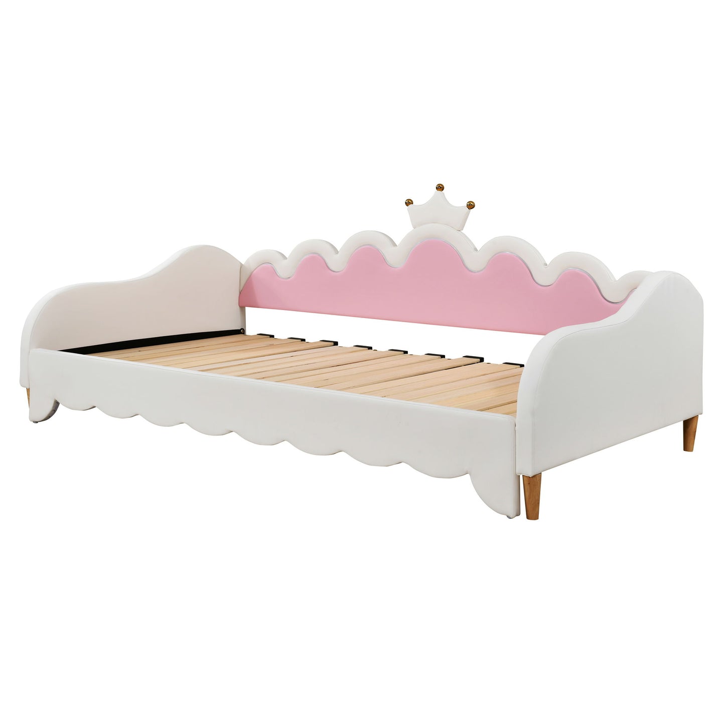 Extending Daybed With LED Lights, Modern Upholstered Princess Daybed With Crown Headboard - The Sleep Loft - Online Mattress Showroom NYC