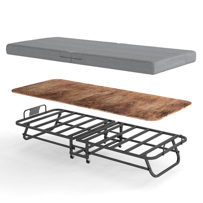 Portable Folding Bed With Memory Foam Mattress, Lockable - Gray - The Sleep Loft - Online Mattress Showroom NYC