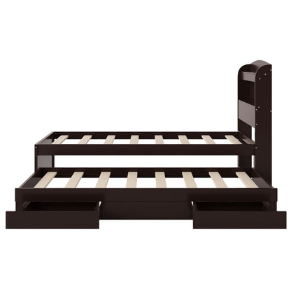 Platform Bed With LED Headboard, Charging Station, Trundle And 2 Drawers - The Sleep Loft - Online Mattress Showroom NYC