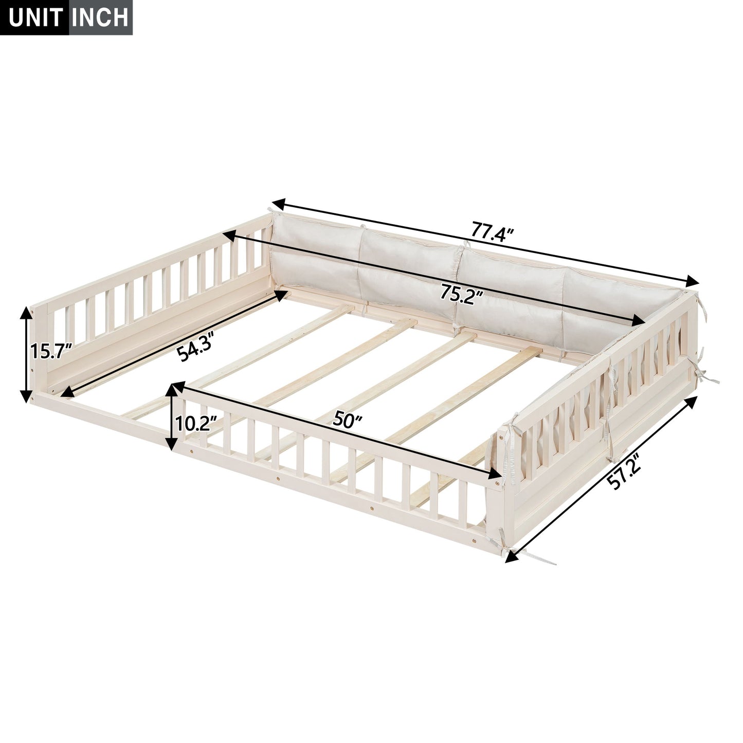 Upholstered Platform Bed With Guardrail And Pillow - The Sleep Loft - Online Mattress Showroom NYC