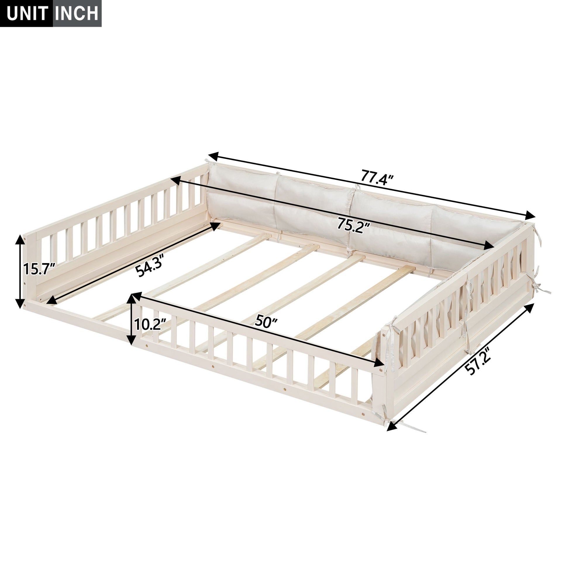 Upholstered Platform Bed With Guardrail And Pillow - The Sleep Loft - Online Mattress Showroom NYC