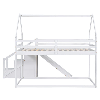 Twin Over Twin House Loft Or Bunk Bed With Slide And Staircase - The Sleep Loft - Online Mattress Showroom NYC