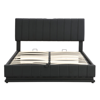 Upholstered Bed With Hydraulic Storage System And LED Light, With Sockets And USB Ports - The Sleep Loft - Online Mattress Showroom NYC