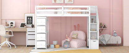 Loft Bed With Storage Drawers And Stairs With Shelves - The Sleep Loft - Online Mattress Showroom NYC