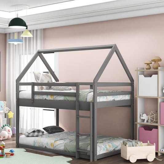 Low Bunk Bed With House Shaped Frame And Ladder - The Sleep Loft - Online Mattress Showroom NYC
