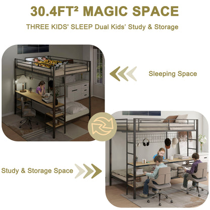 Ethan - Bunk Bed With Desk, Charging Station, Storage Shelves - The Sleep Loft - Online Mattress Showroom NYC