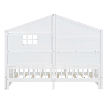 House Bed With Shelves, Window And Sparkling Light Strip On The Roof - The Sleep Loft - Online Mattress Showroom NYC