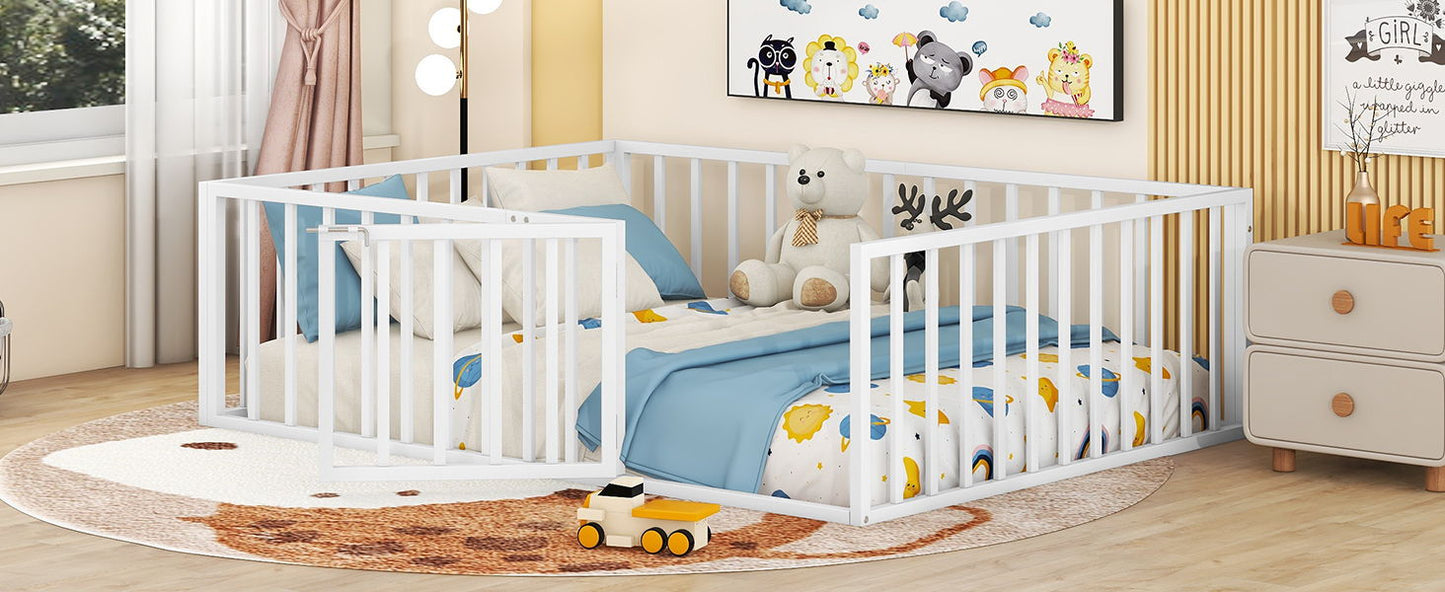 Metal Floor Bed Frame With Fence And Door - The Sleep Loft - Online Mattress Showroom NYC