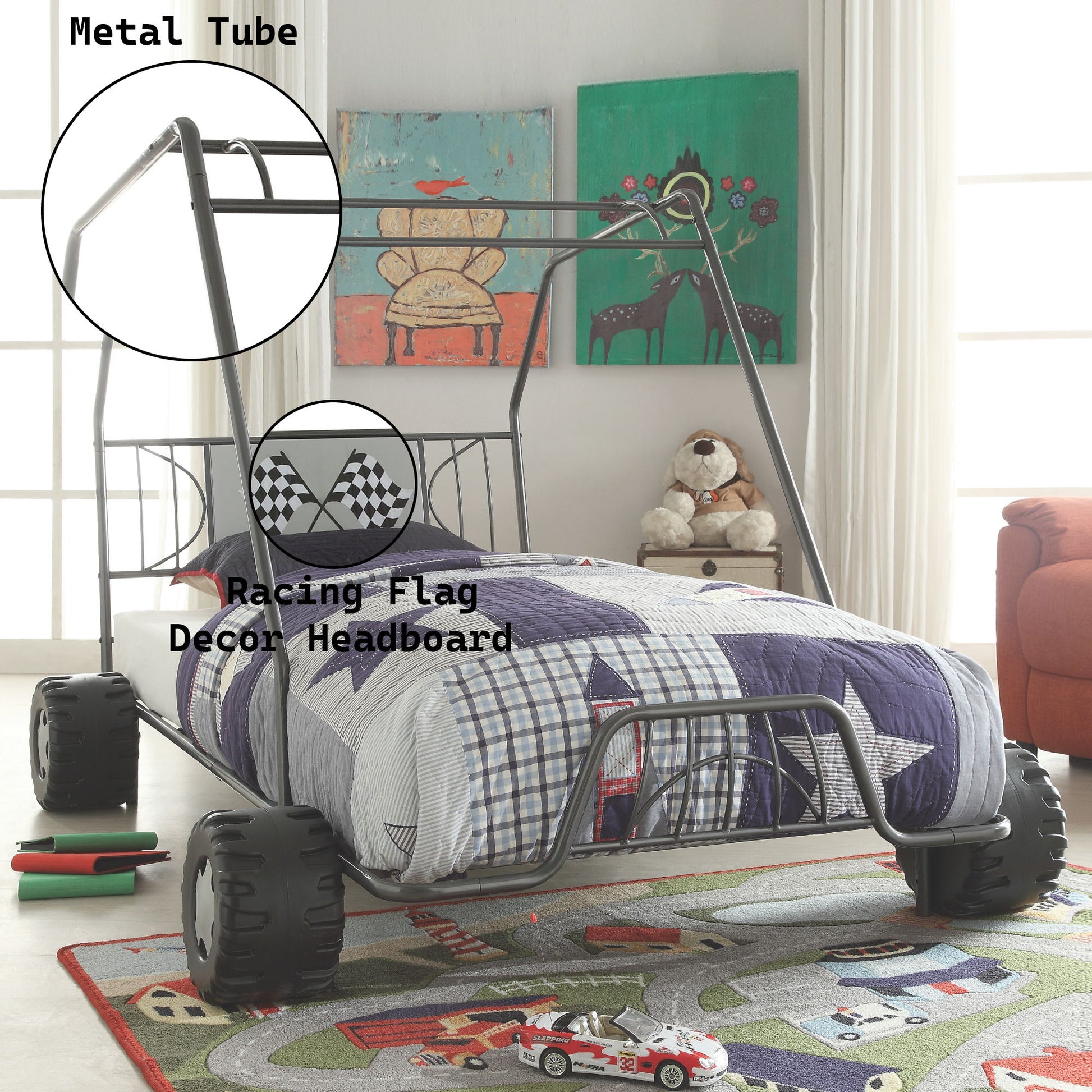 Xander - Twin Go Kart Bed - Gunmetal - The Sleep Loft - Online Mattress Showroom NYC