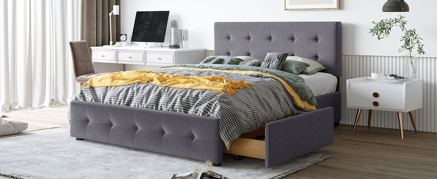 Upholstered Platform Bed With Classic Headboard And Drawers, No Box Spring Needed - The Sleep Loft - Online Mattress Showroom NYC