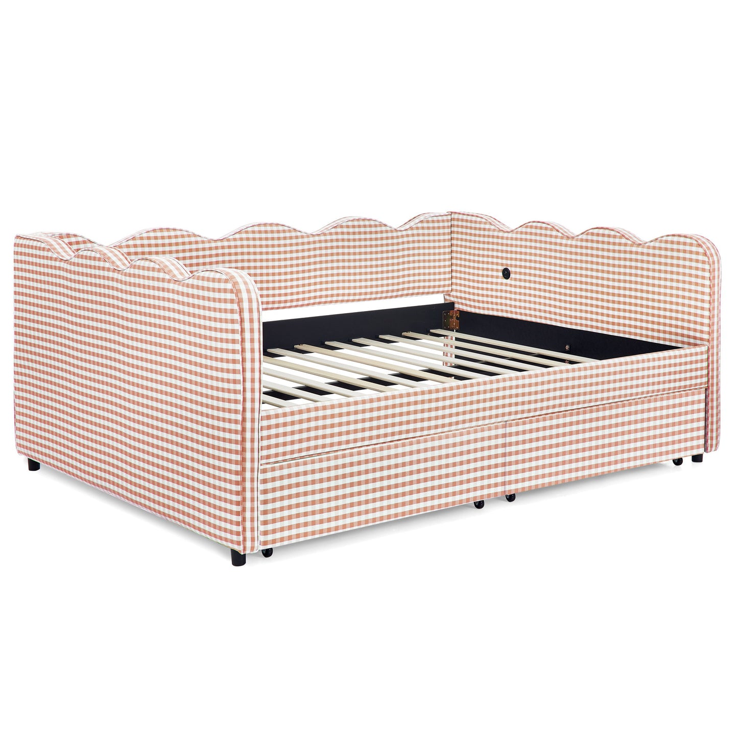 Gingham Daybed With USB Charging Port, Wave-Shaped Design - The Sleep Loft - Online Mattress Showroom NYC