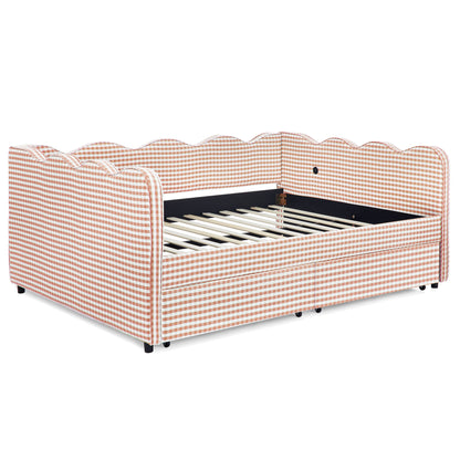 Gingham Daybed With USB Charging Port, Wave-Shaped Design - The Sleep Loft - Online Mattress Showroom NYC