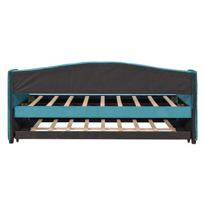 Upholstered Daybed Sofa Bed With Trundle Bed And Wood Slat - The Sleep Loft - Online Mattress Showroom NYC