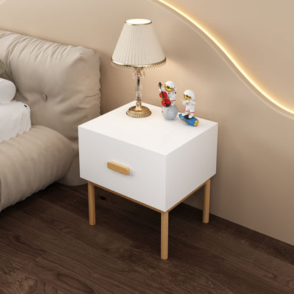 Nightstand With Drawer, Minimalist Bedside Table With Handle For Bedroom - White - The Sleep Loft - Online Mattress Showroom NYC