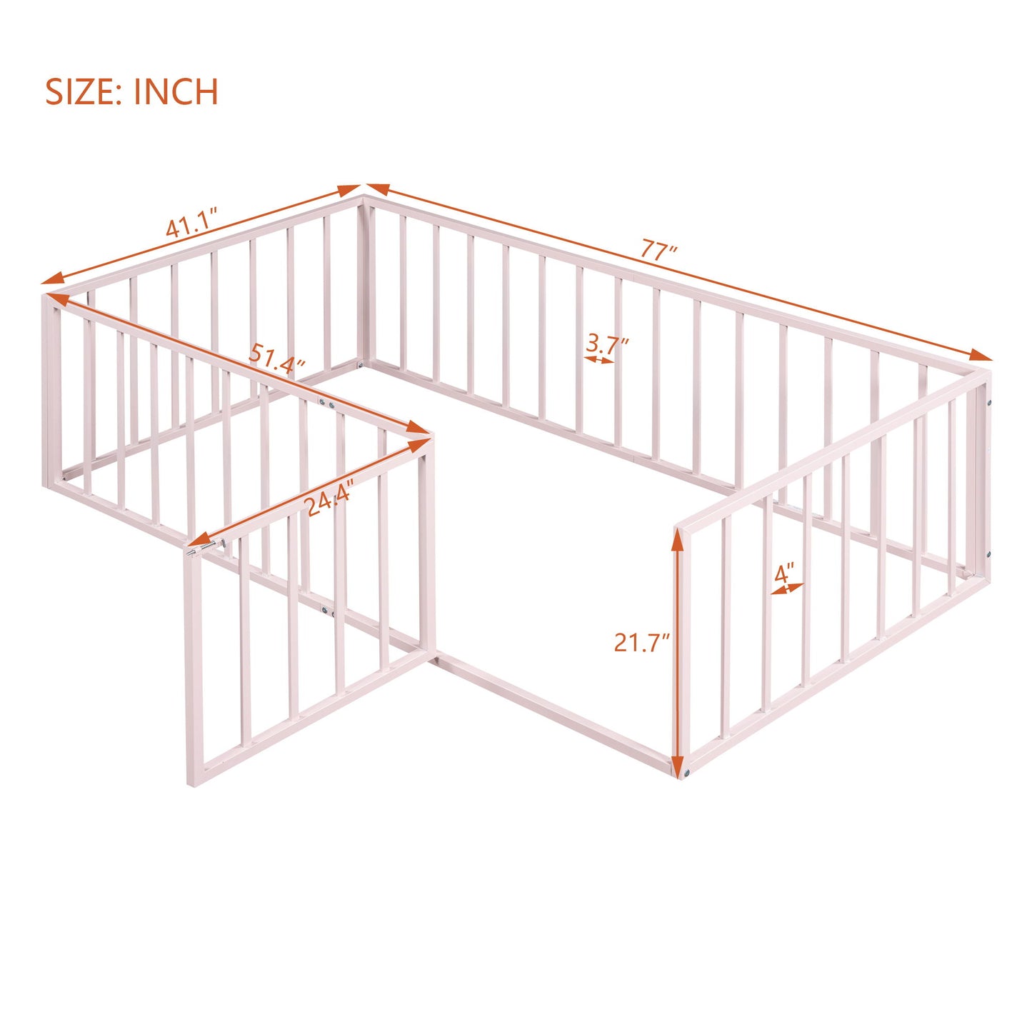 Metal Floor Bed Frame With Fence And Door - The Sleep Loft - Online Mattress Showroom NYC