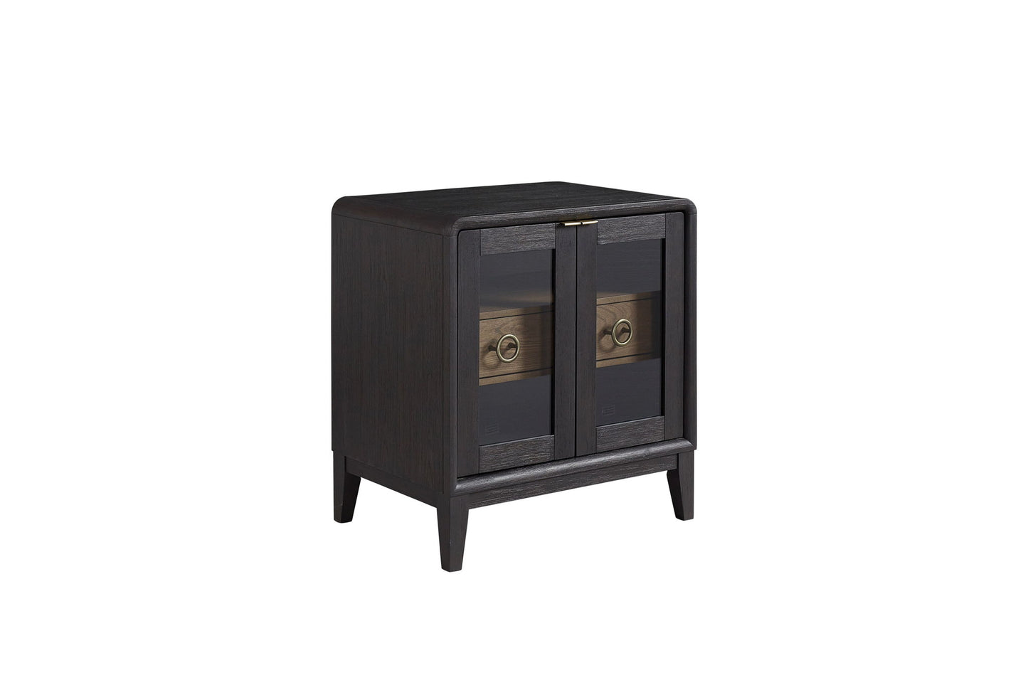 Glass Door Nightstand - Black - The Sleep Loft - Online Mattress Showroom NYC