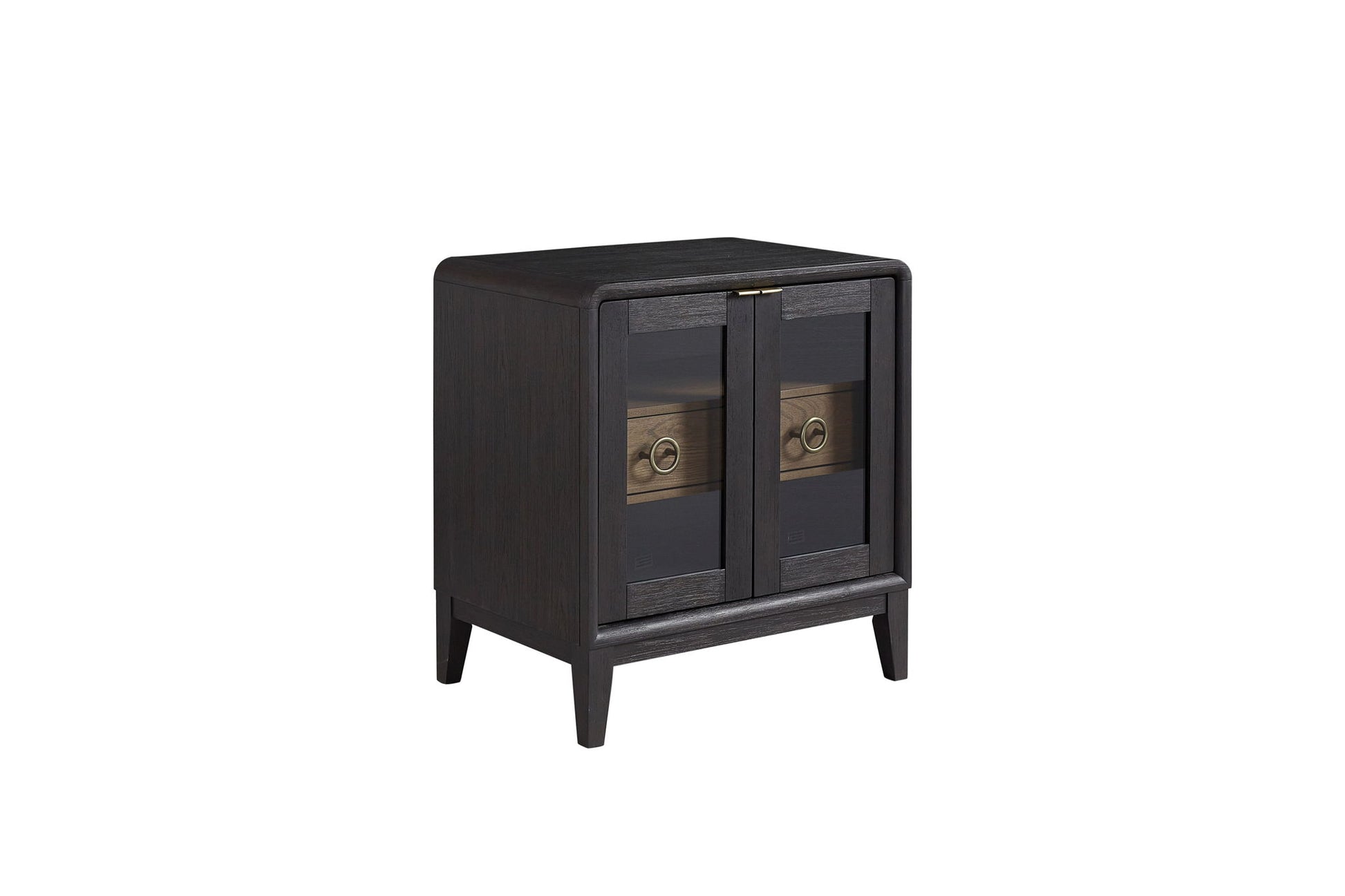 Glass Door Nightstand - Black - The Sleep Loft - Online Mattress Showroom NYC