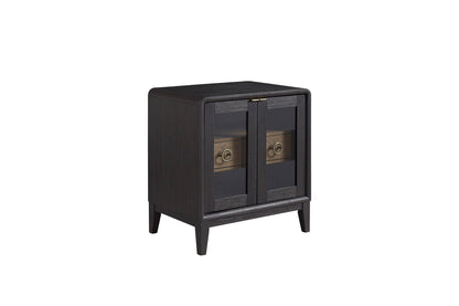 Glass Door Nightstand - Black - The Sleep Loft - Online Mattress Showroom NYC