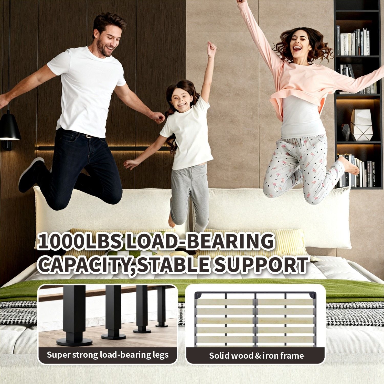 Cloud Bed Frame With Oversized Padded Movable Headboard - The Sleep Loft - Online Mattress Showroom NYC