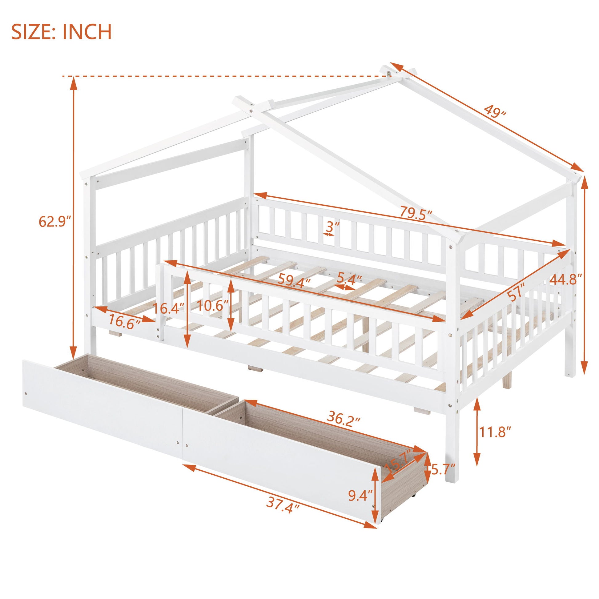 House Bed With 2 Drawers - The Sleep Loft - Online Mattress Showroom NYC